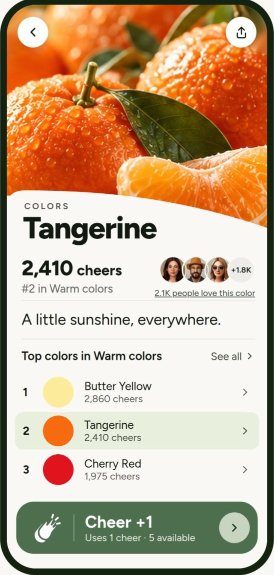 Cheer For app: Tangerine item page